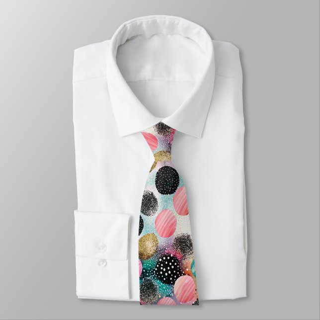 Abstract Circle Pattern -with Glitter & Speckles Tie (Tied)