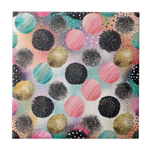 Abstract Circle Pattern -with Glitter & Speckles Tile
