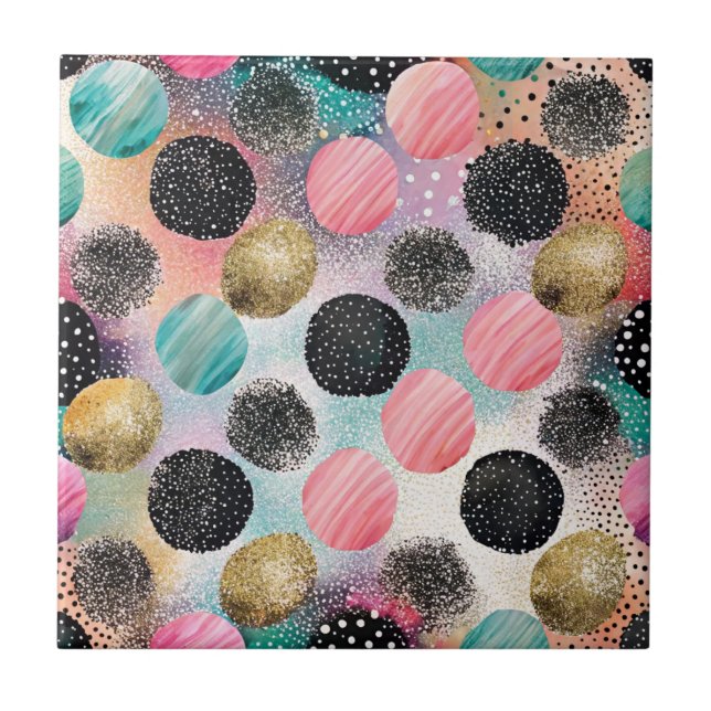 Abstract Circle Pattern -with Glitter & Speckles Tile (Front)