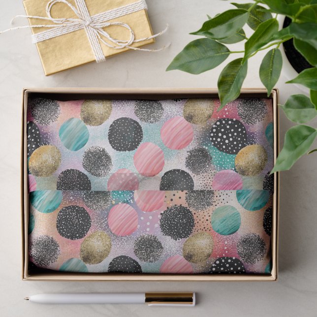 Abstract Circle Pattern -with Glitter & Speckles Tissue Paper (Gift)