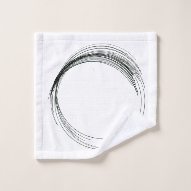 abstract circle round draw black white scrawl mode wash cloth (Wash Cloth)