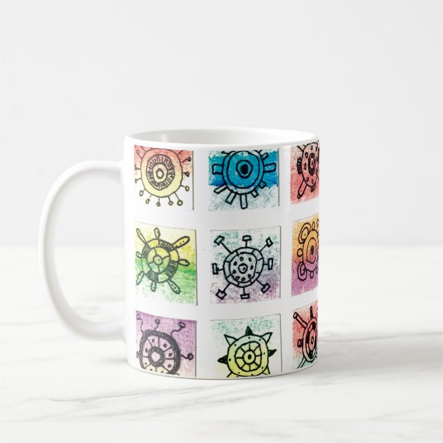 Abstract Circle Shapes Designs Illustration Coffee Mug (Left)