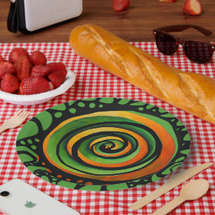 Abstract circle swirl flower doodle paper plate