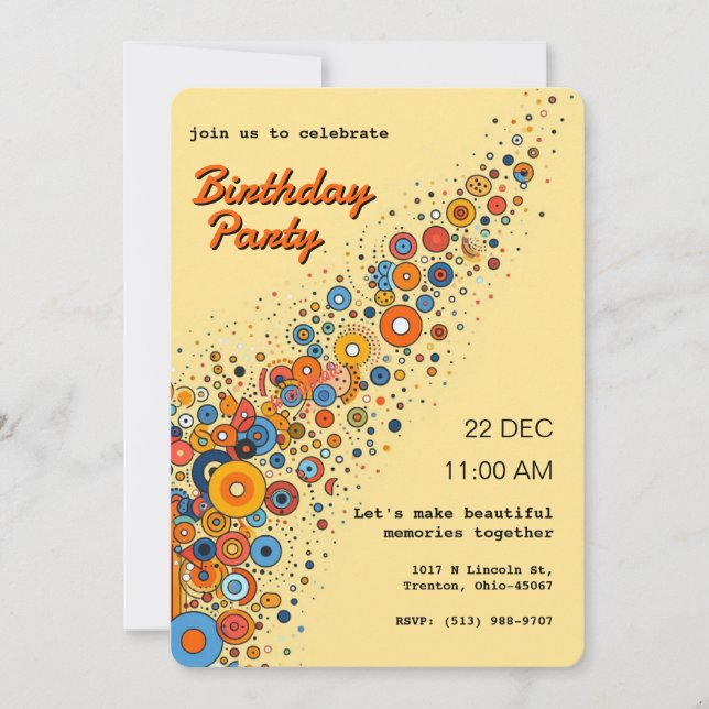 Abstract Circle-Themed Personalised Invitation (Front)