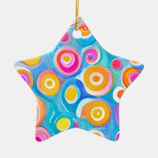 Abstract Circles Art Modern Colourful  Ceramic Tree Decoration (Front)