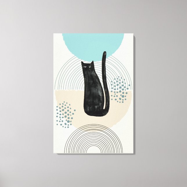 Abstract circles black Cat 4 Canvas Print (Front)