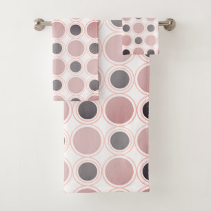 Abstract Circles Blush Pink Grey Circle Pattern Bath Towel Set