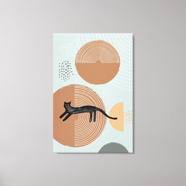Abstract circles Cat jumping Vertical Canvas Print (Front)