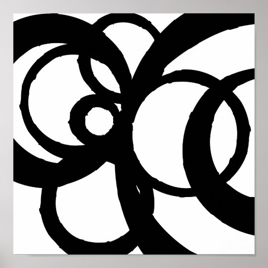 Abstract Circles Design Black on White Print Zazzle.co.uk