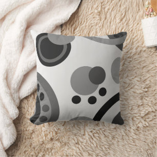 Abstract circles dots black grey cushion