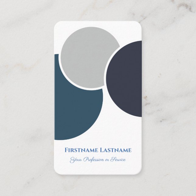 Abstract circles grey blue circular design business card (Front)