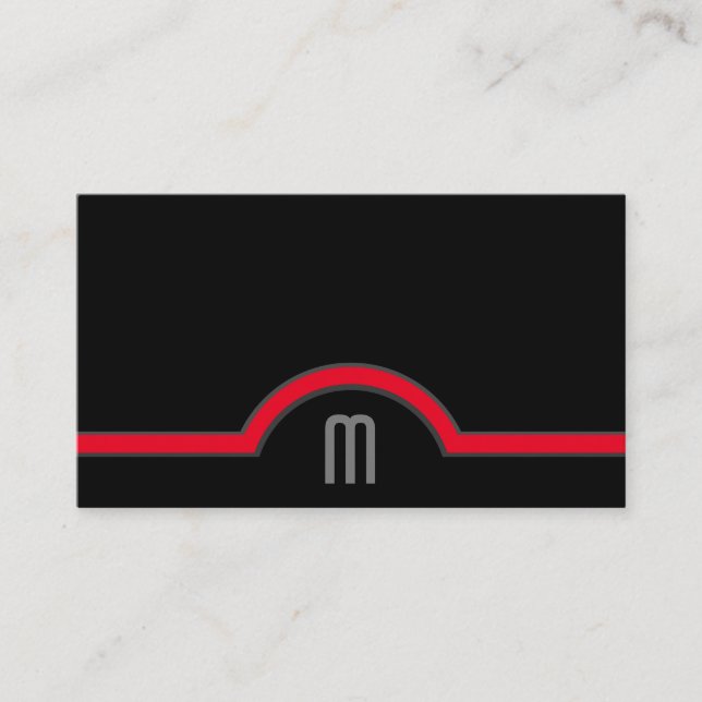 Abstract circles grey red shades elegant black business card (Front)