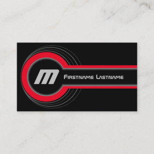 Abstract circles grey red shades elegant black business card