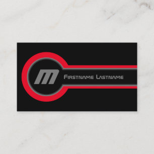 Abstract circles grey red shades elegant black business card