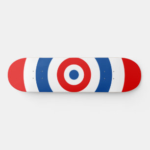 Abstract circles in blue red and white skateboard