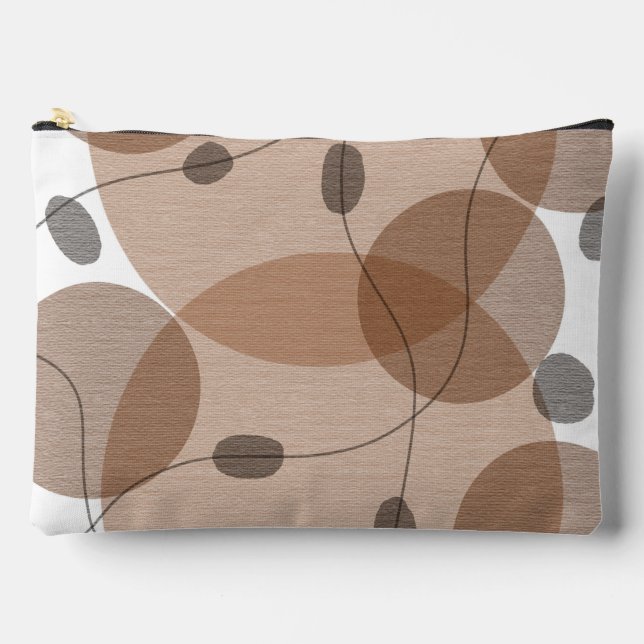 Abstract Circles in Brown, Tan and Grey Accessory Pouch (Front)