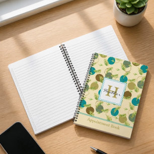 Abstract Circles & Leaves Monogram Appointment Notebook