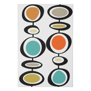 Abstract Circles Mid Century Modern Colourful Retr Faux Canvas Print