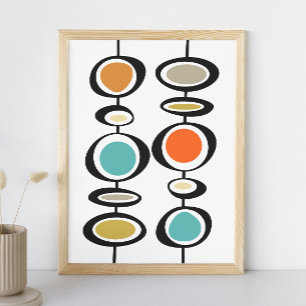 Abstract Circles Mid Century Modern Colourful Retr Poster