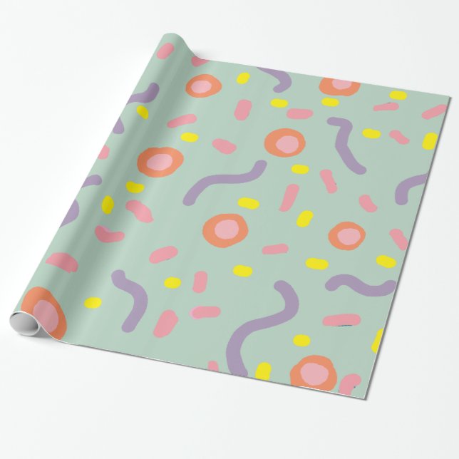 Abstract Circles Mint Mind Circles Dots  Wrapping Paper (Unrolled)