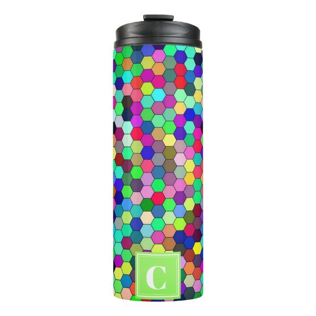Abstract Circles Monogram Thermal Tumbler (Front)