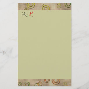 Abstract Circles Monogrammed Stationary-Mint Green Stationery
