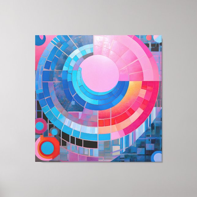 Abstract Circles & Ovals in Soft Blues & Pinks Canvas Print (Front)