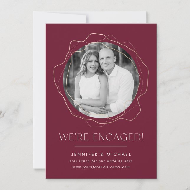 Abstract Circles Photo Engagement Announcement (Front)