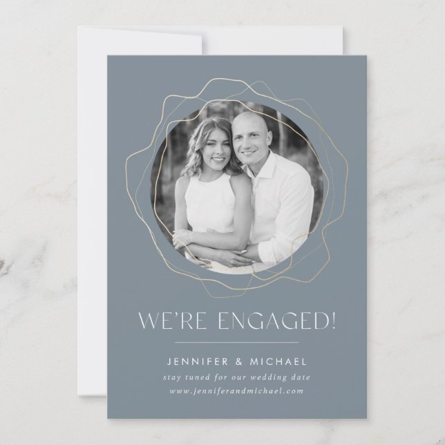 Abstract Circles Photo Engagement Announcement (Front)
