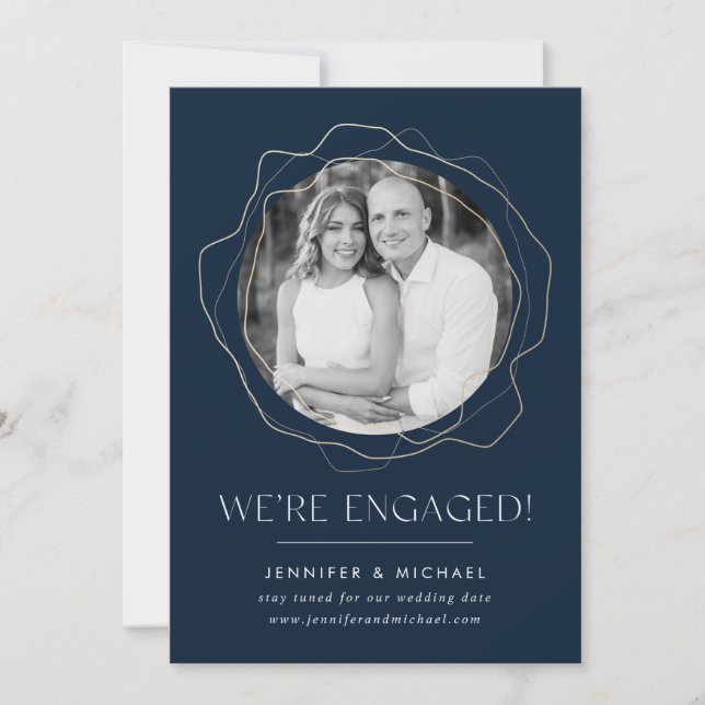 Abstract Circles Photo Engagement Announcement (Front)
