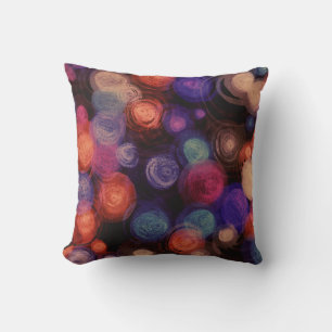 Abstract Circles Pink Orange Purple Black Cushion