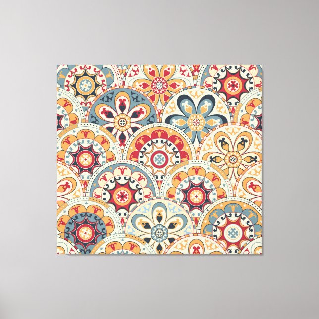 Abstract Circles: Trendy Coloured Wallpaper Canvas Print (Front)