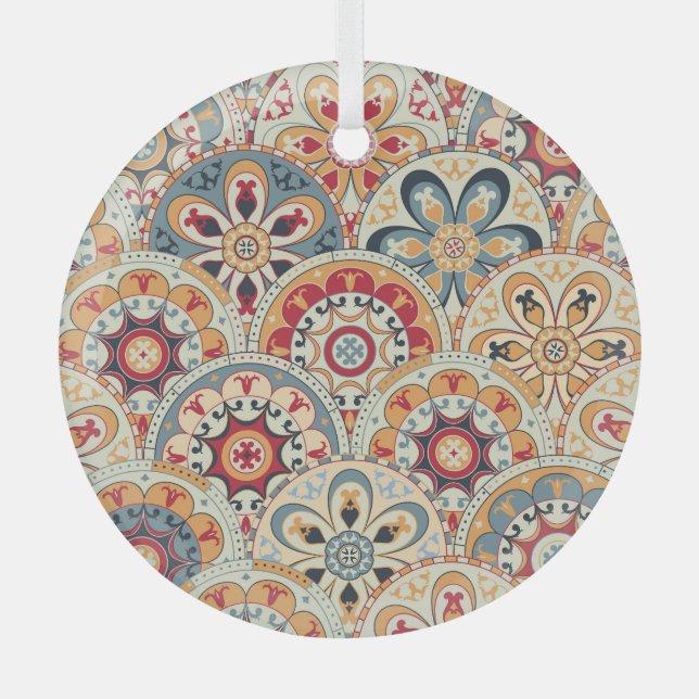 Abstract Circles: Trendy Coloured Wallpaper Glass Tree Decoration (Front)