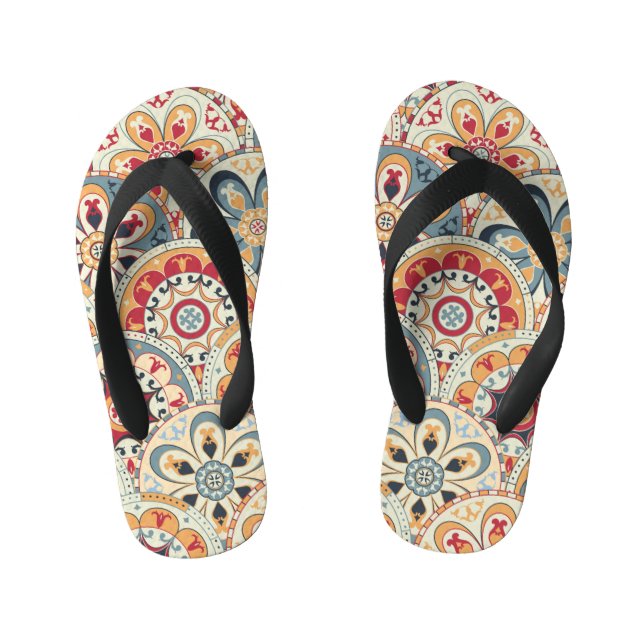Abstract Circles: Trendy Coloured Wallpaper Kid's Flip Flops (Footbed)
