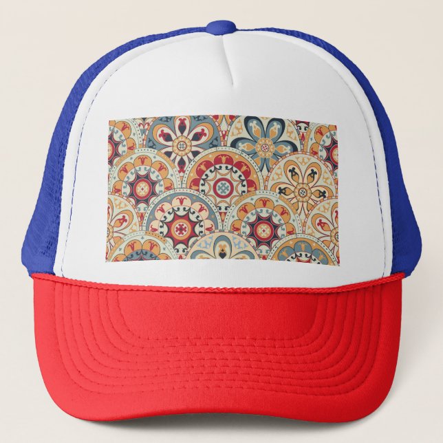 Abstract Circles: Trendy Coloured Wallpaper Trucker Hat (Front)