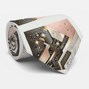 Abstract Circuit Board - Retro Art Deco Tie