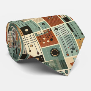 Abstract Circuit Board - Retro Mid Century Modern  Tie