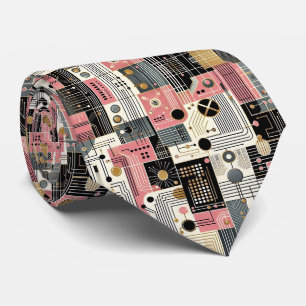 Abstract Circuit Board - Retro Mid Century Modern Tie