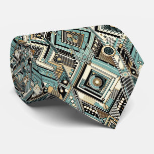 Abstract Circuit Board - Retro Mid Century Modern Tie