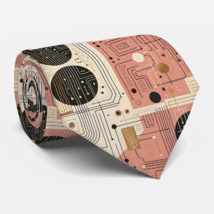 Abstract Circuit Board - Retro Mid Century Modern Tie