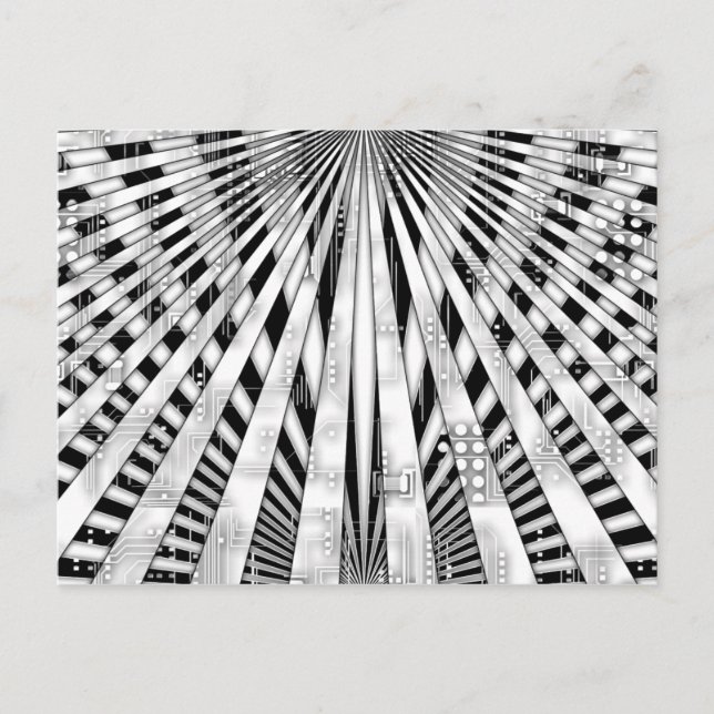 Abstract Circuitry and sunburst design Postcard (Front)