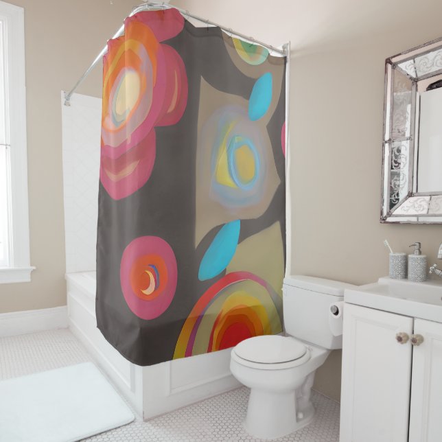 Abstract circular flowers shower curtain (In Situ)