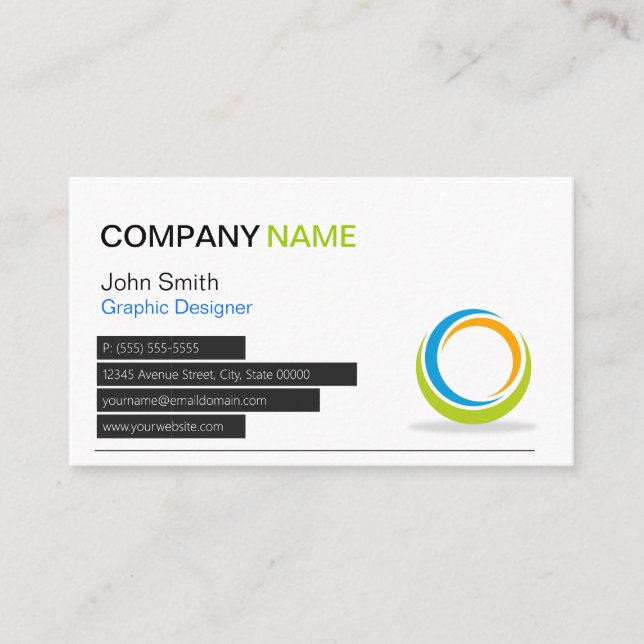 Abstract Circular Logo Modern Stylish Customisable Business Card (Front)