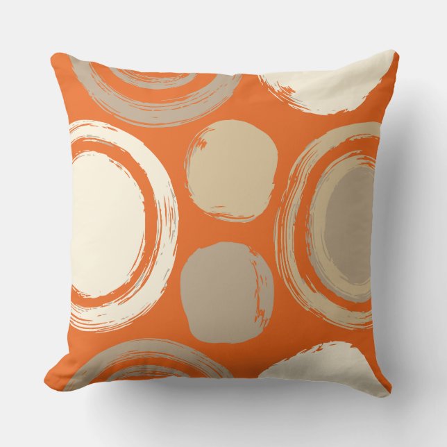 Abstract Circular Patterns on an Orange Background Cushion (Front)