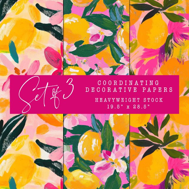ABSTRACT CITRUS AND FLORAL DECORATIVE PAPER SET (ABSTRACT CITRUS AND FLORAL DECORATIVE PAPER SET)
