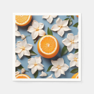 Abstract Citrus Orange and Flowers Napkin