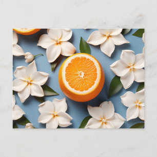 Abstract Citrus Orange and Flowers Postcard