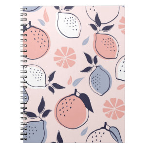 Abstract Citrus Pattern of Lemon and Oranges in Pa Notebook