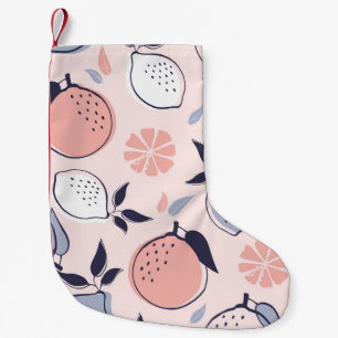 Abstract Citrus Pattern of Lemon and Oranges in Pa Small Christmas Stocking
