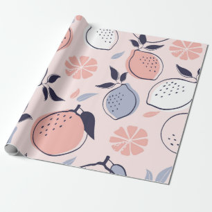 Abstract Citrus Pattern of Lemon and Oranges in Pa Wrapping Paper